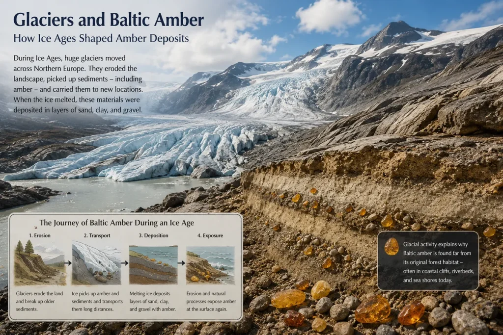 glaciers and amber bearing sediments