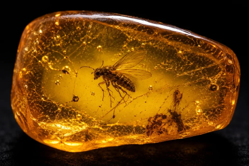 insect preserved in ancient amber
