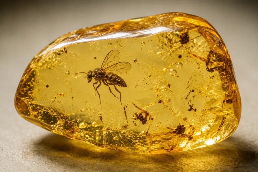 insect preserved in copal
