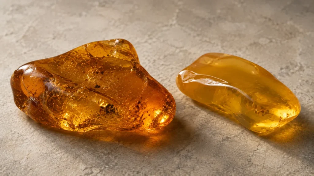natural amber vs plastic imitation
