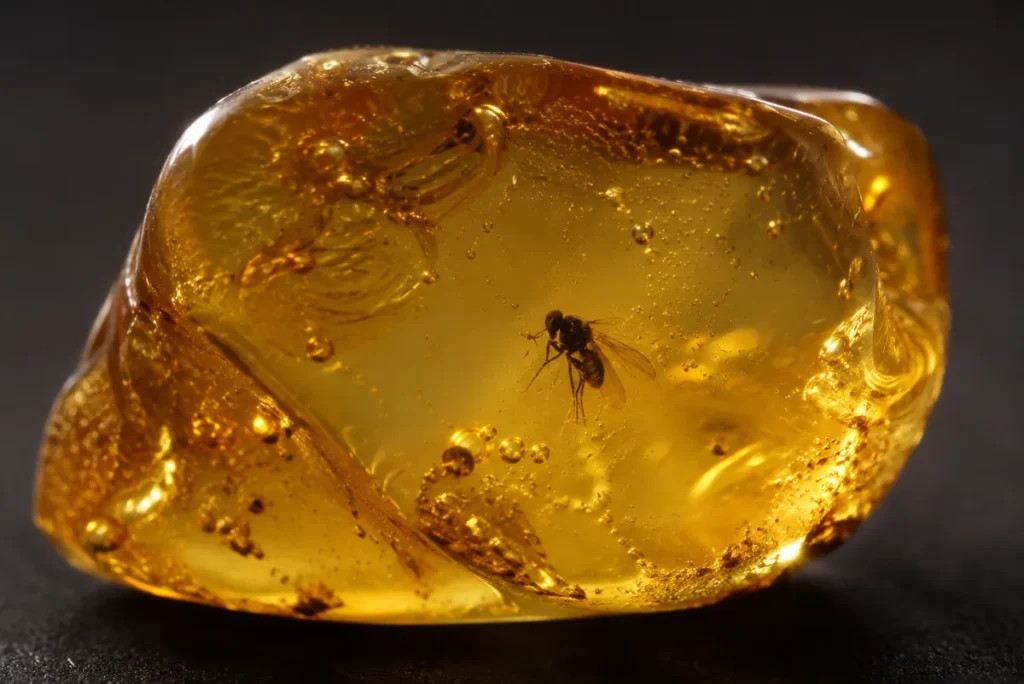 natural amber with inclusions
