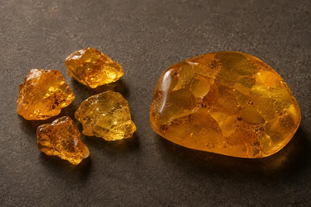 pressed amber and amber fragments