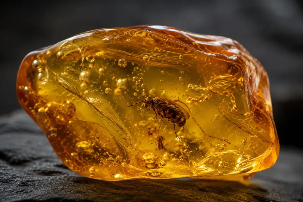 an ancient insect preserved in amber