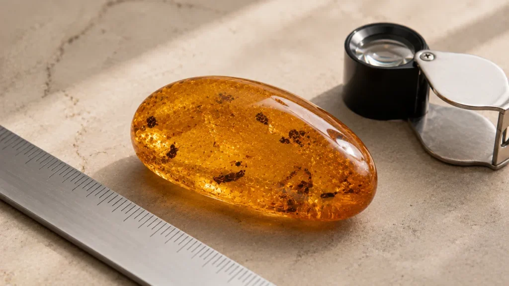 inspecting delivered baltic amber